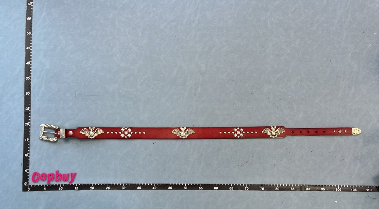  Men's Leather Belt with Gothic Bat Buckle