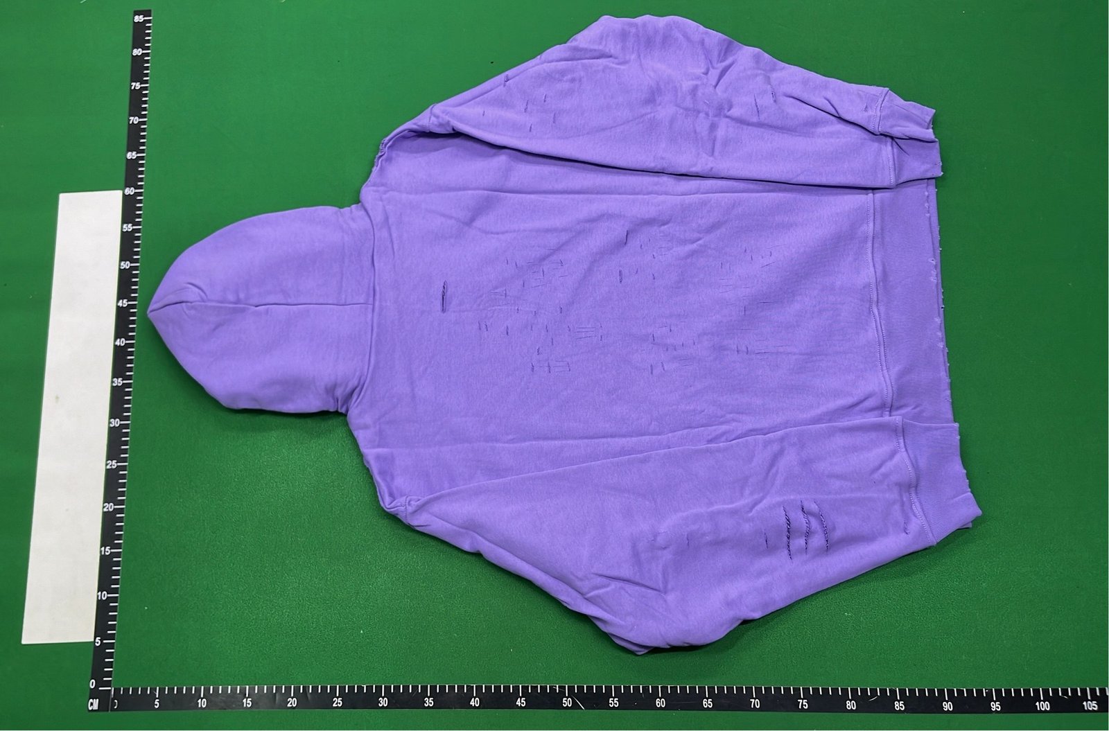 Green Distressed Hoodie with White Logo - Ripped Design