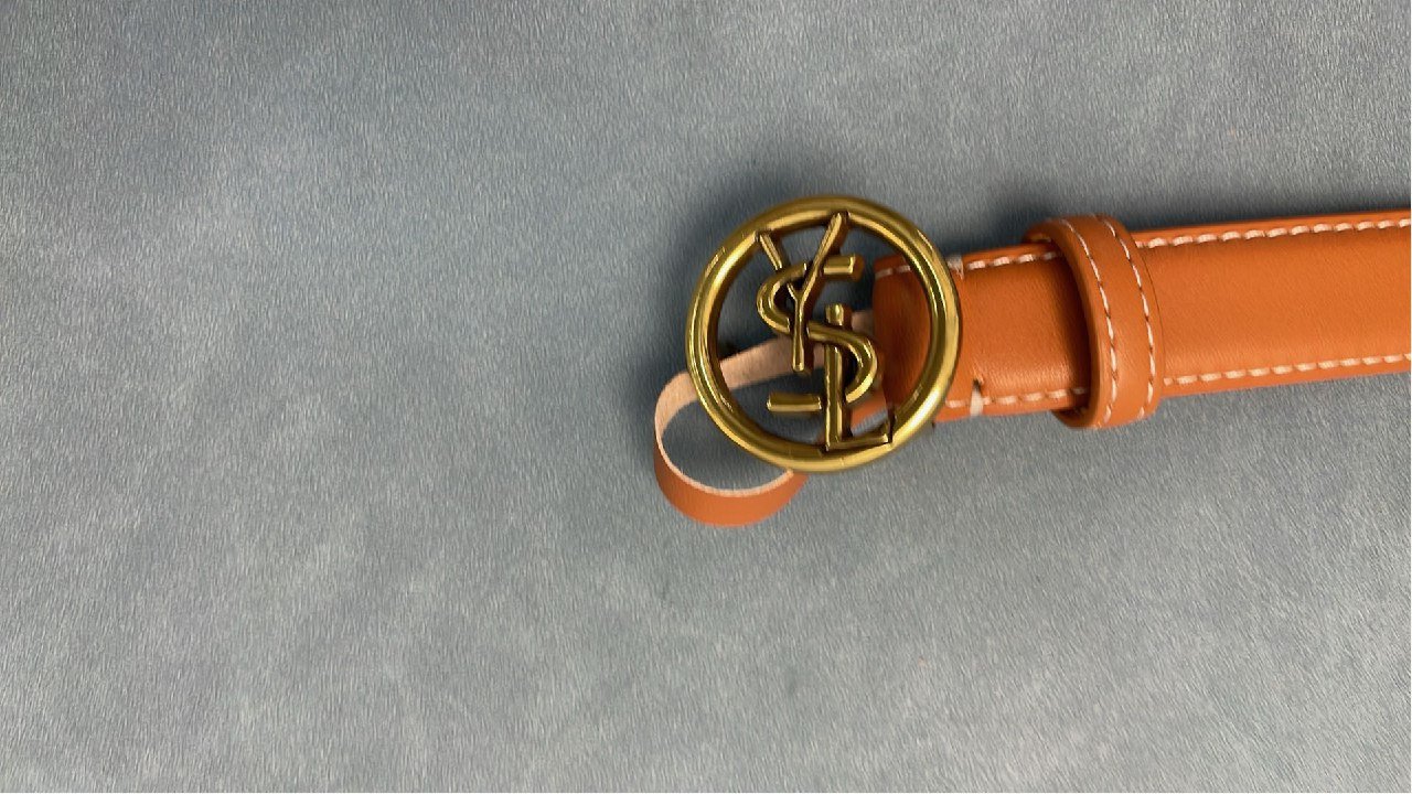 YSL Classic Leather Belt with Double Ring Buckle